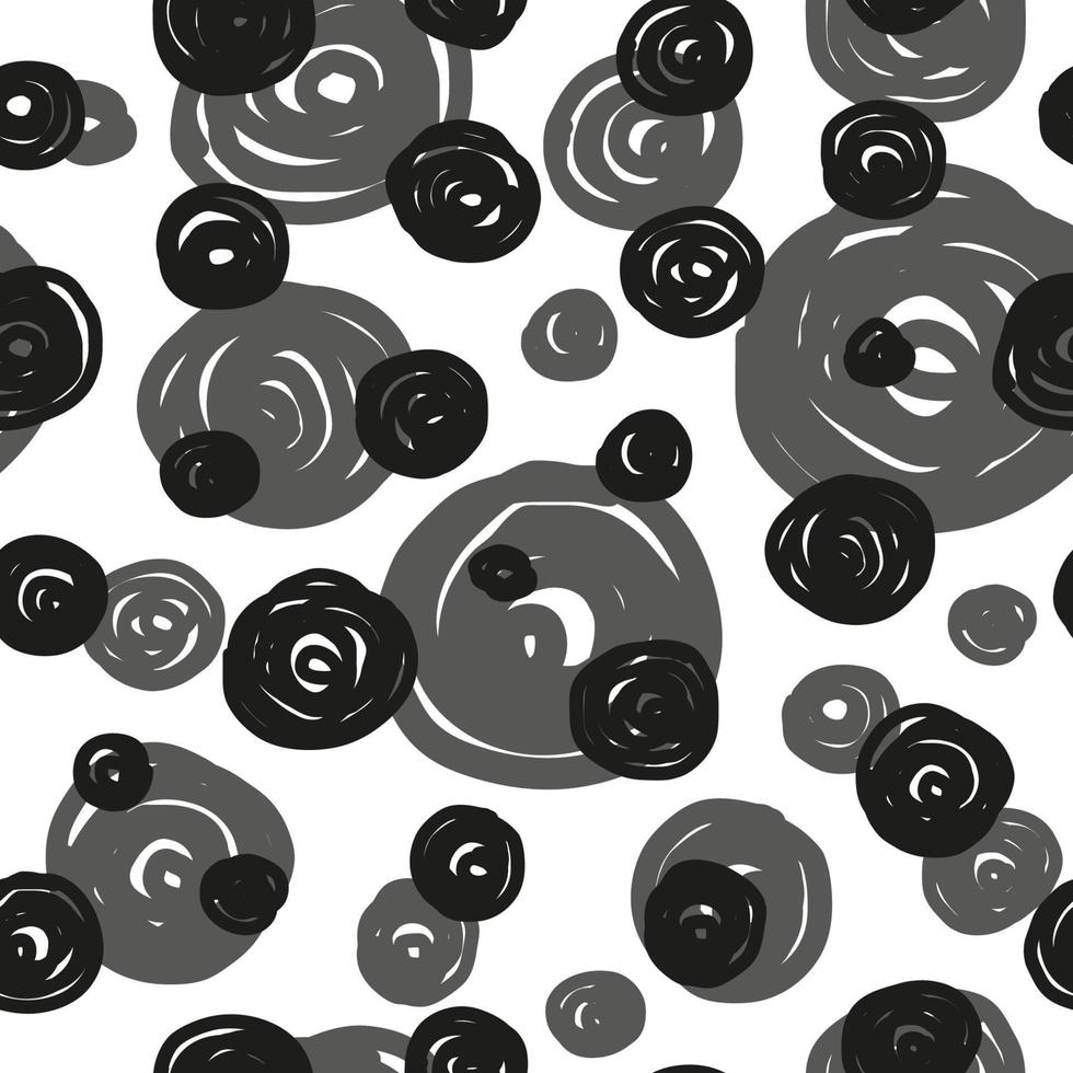 einfaches nahtloses muster mit zufälligen schwarzen und grauen runden flecken. vektor
