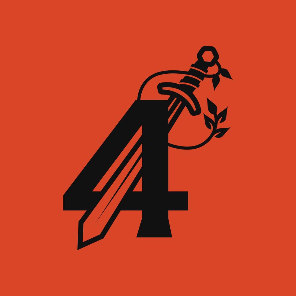 logotyp för svärd nummer 4 vektor