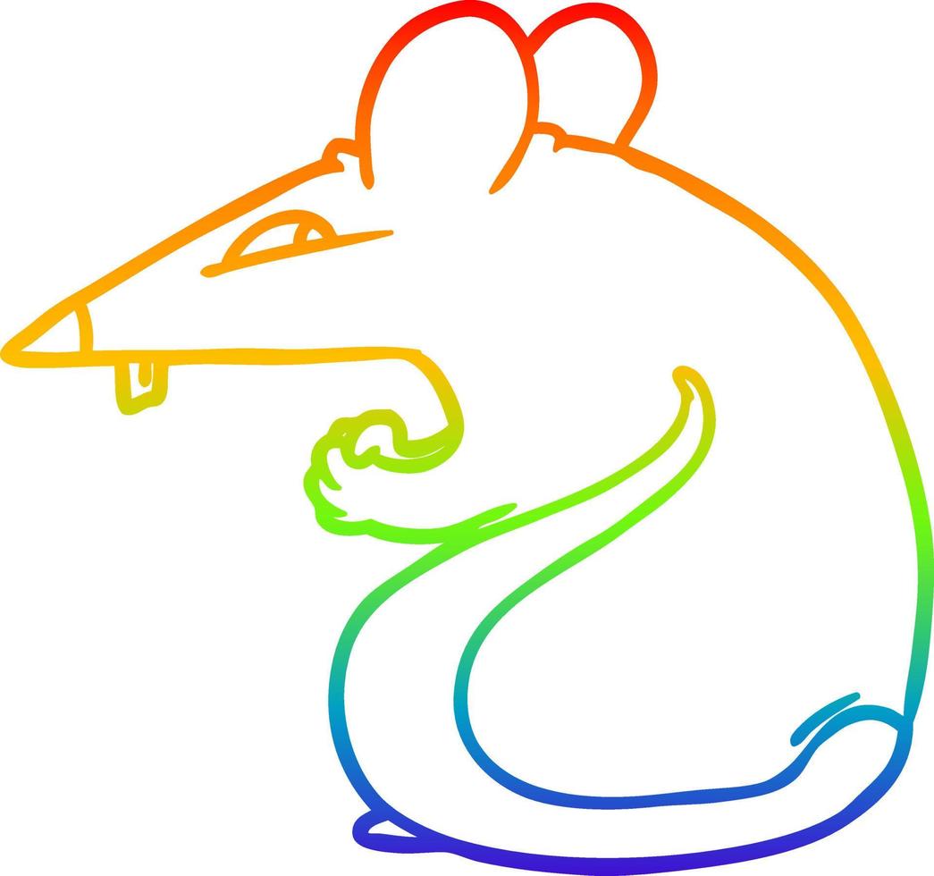 Regenbogen-Gradientenlinie, die eine schlaue Cartoon-Ratte zeichnet vektor