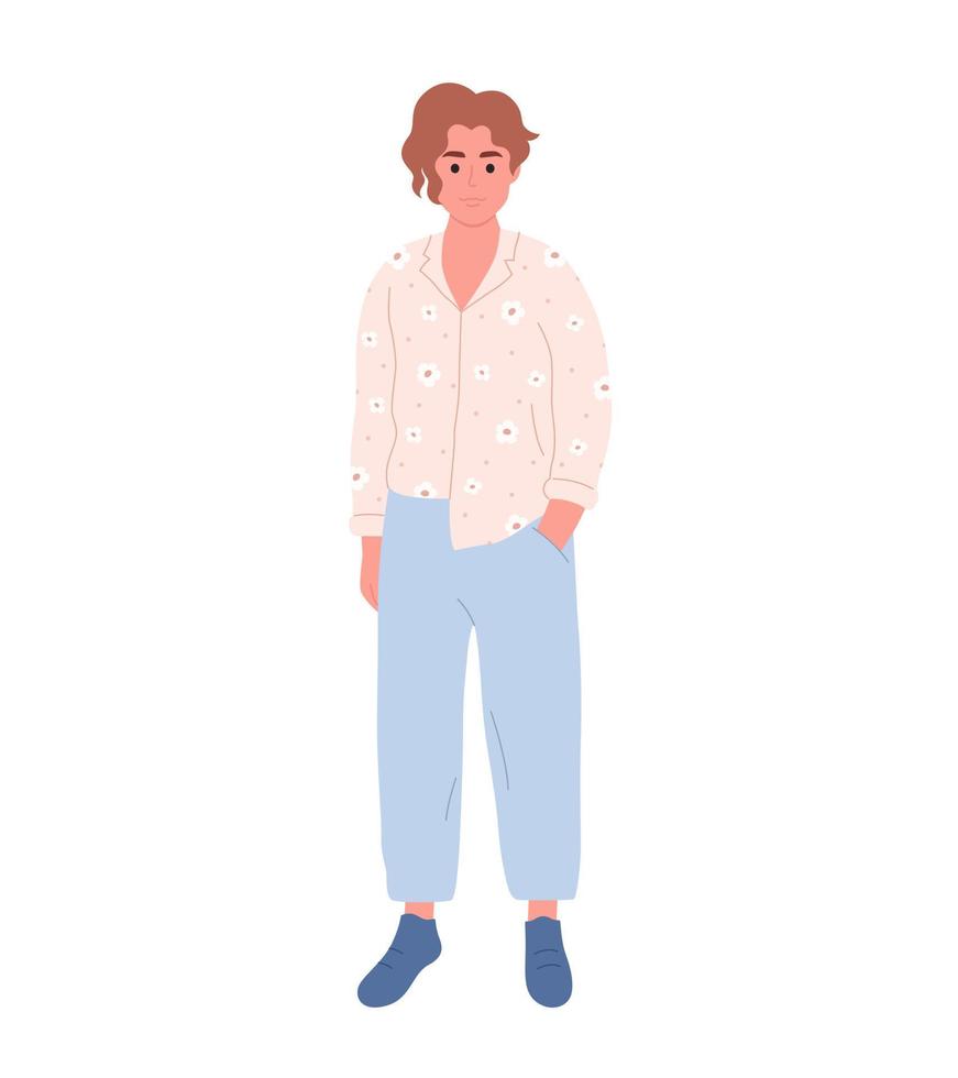 modern ung man i casual outfit. stilig fashionabel look. handritad vektorillustration vektor