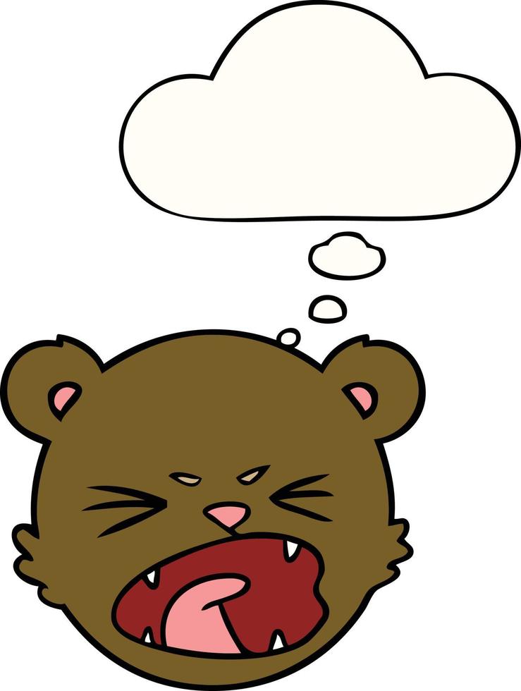 süßes Cartoon-Teddybär-Gesicht und Gedankenblase vektor