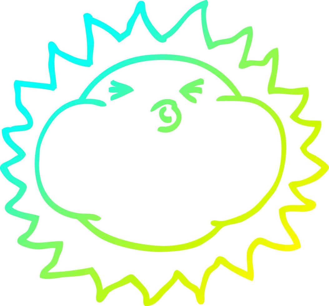 kalte Gradientenlinie Zeichnung Cartoon leuchtende Sonne vektor