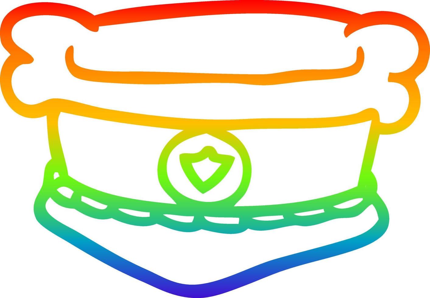 Regenbogen-Gradientenlinie, die Cartoon-Polizeihut zeichnet vektor
