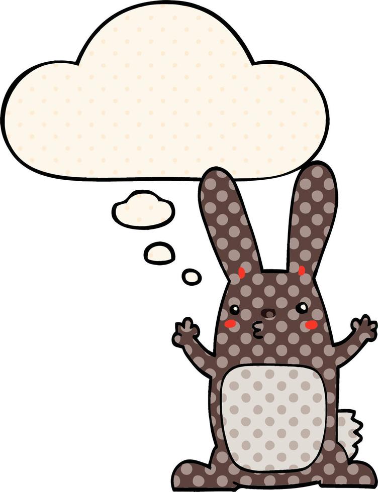 Cartoon-Kaninchen und Gedankenblase im Comic-Stil vektor