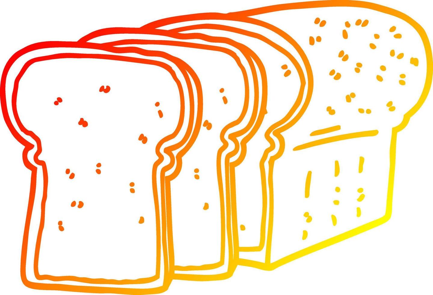 warme Gradientenlinie Zeichnung Cartoon geschnittenes Brot vektor