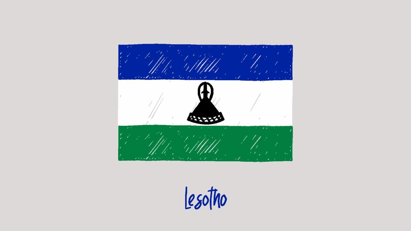lesotho flagga markör eller pennskiss illustration vektor