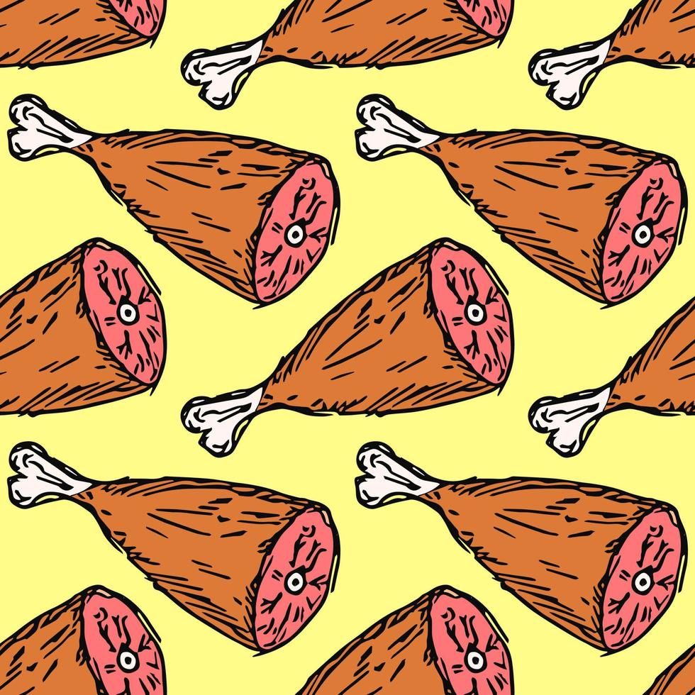 sömlösa köttmönster. vektor doodle illustration med kött ikonen. mönster med kött