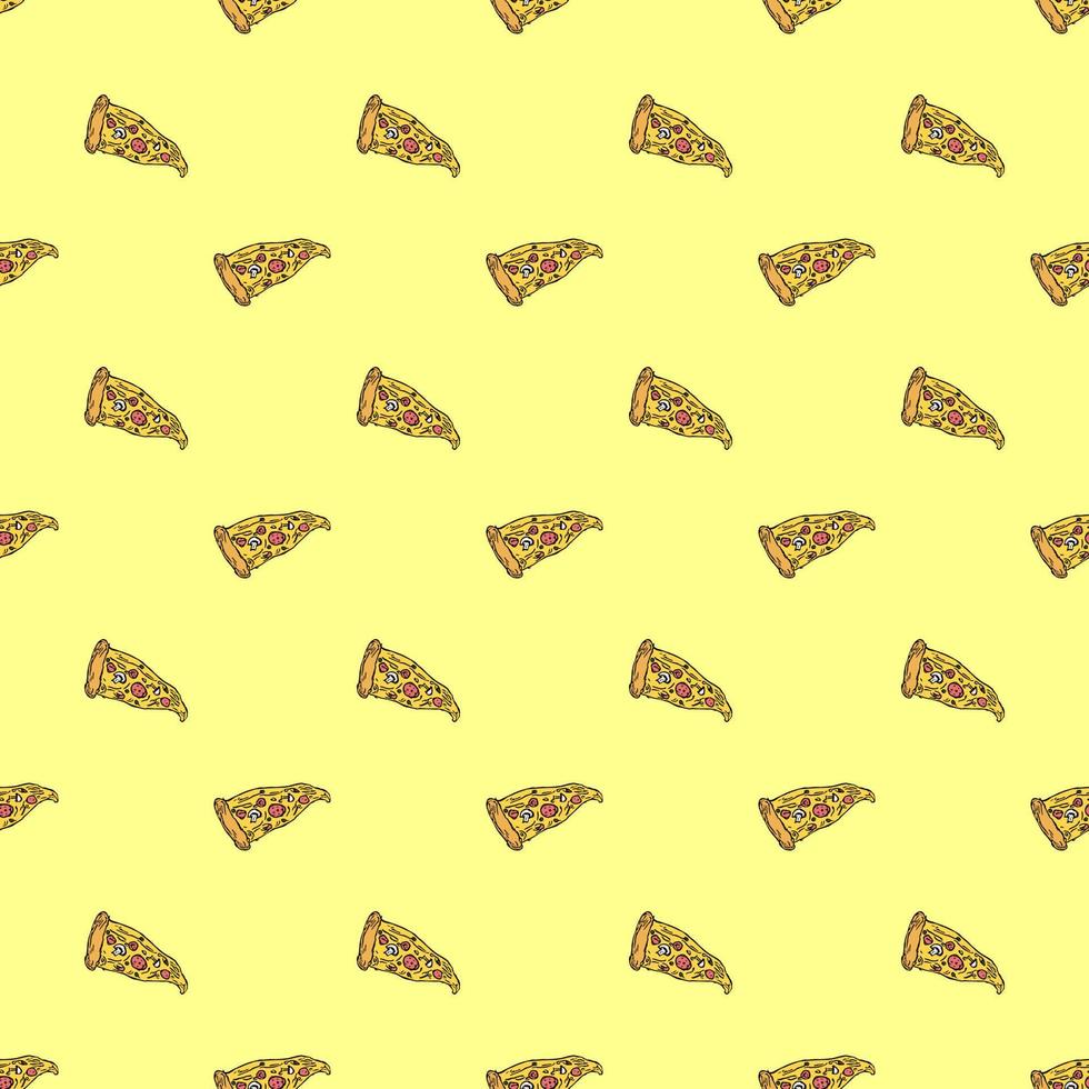 Nahtloses Pizzamuster. farbiger pizzahintergrund. Doodle-Vektor-Pizza-Illustration vektor