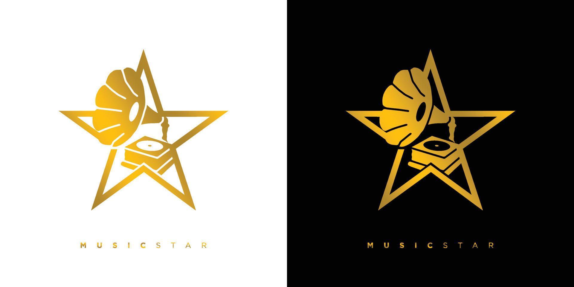 modernes und elegantes Musikstar-Logo-Design vektor