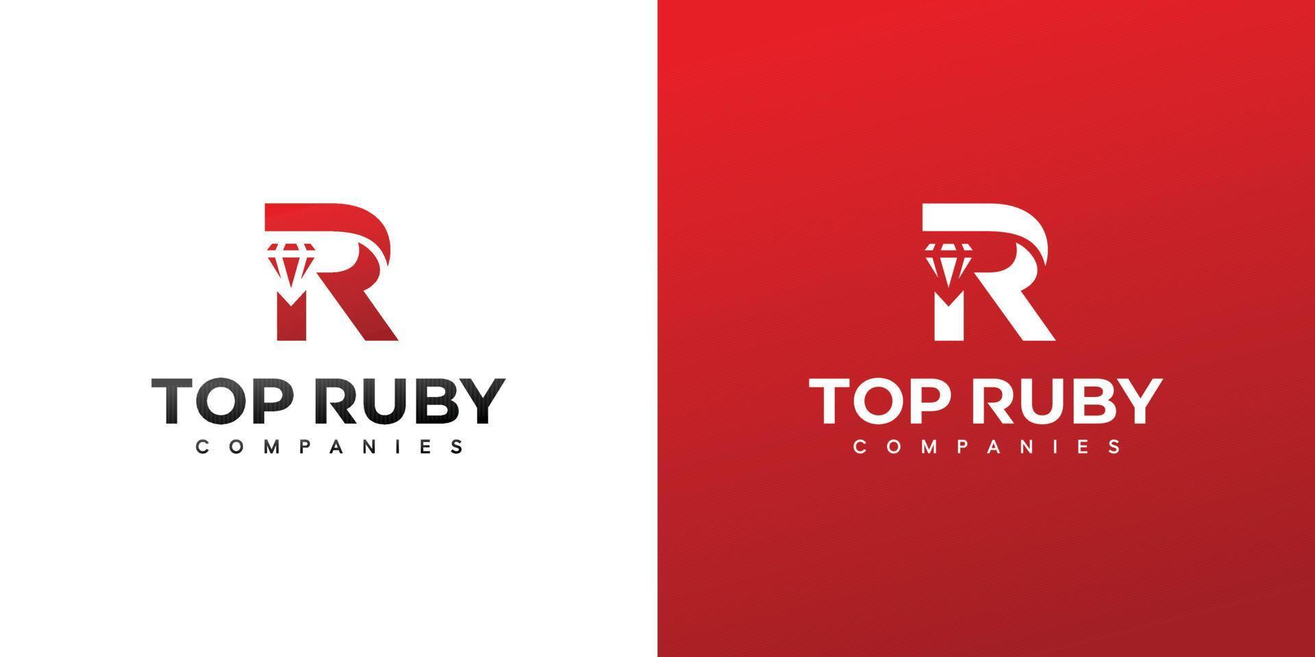 ruby logotyp design med r initialer är modern och lyxig vektor