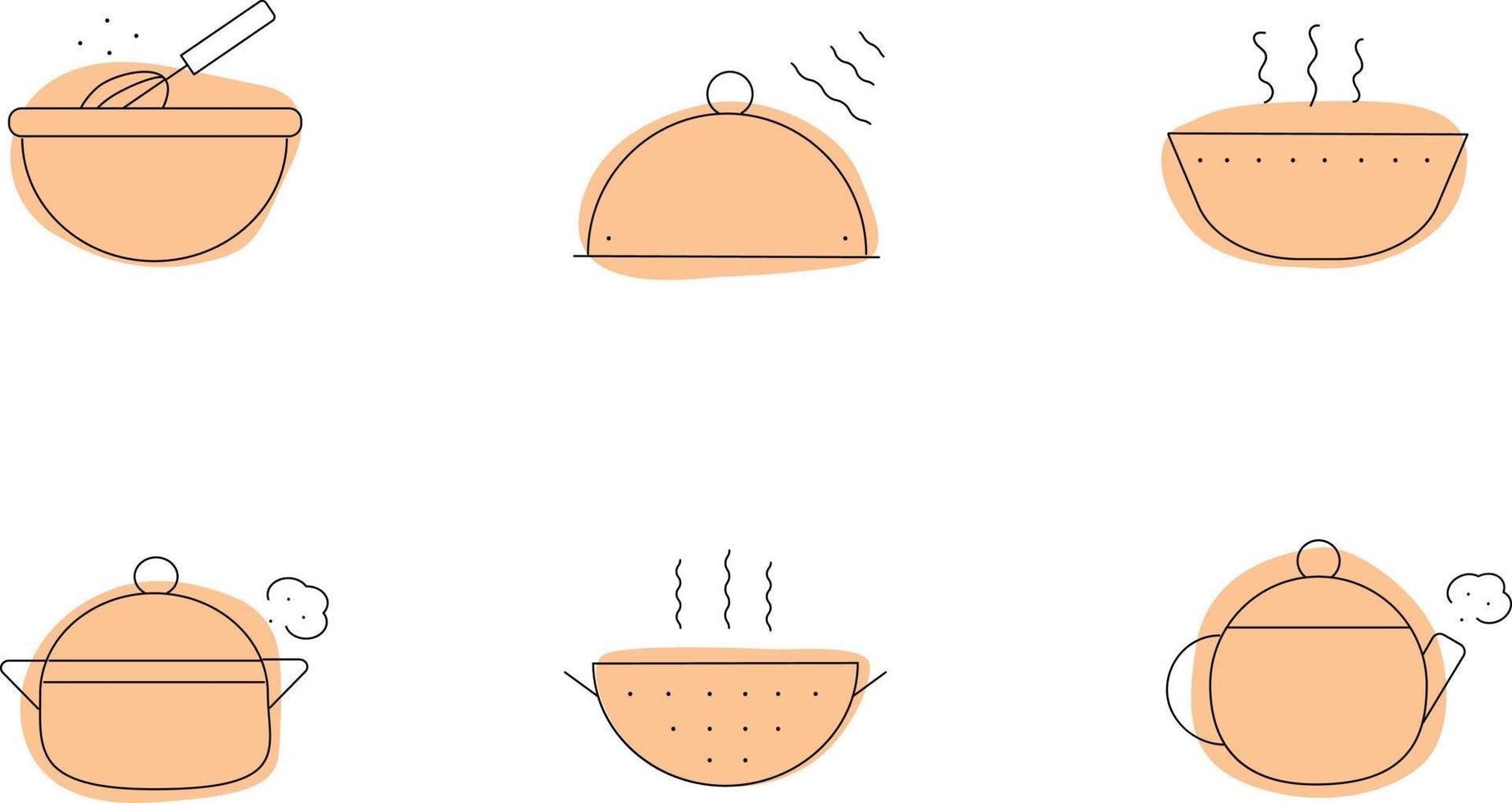 Kochen und Garvorgang. Symbole gesetzt vektor