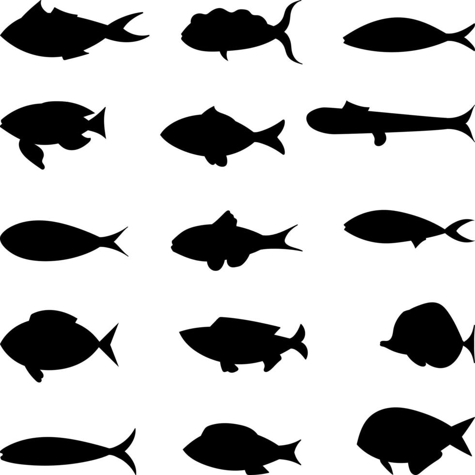 uppsättning tecknade fiskar. moderna platta fiskar, isolerade fiskar. platt design fisk. vektor illustration, fiskar. fisksamling.