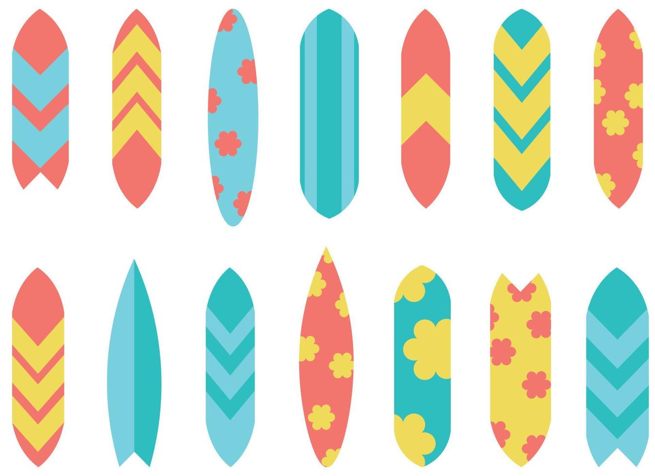 isoliert surfbrett verschiedene muster und farben illustration. Surfbrett-Illustration vektor
