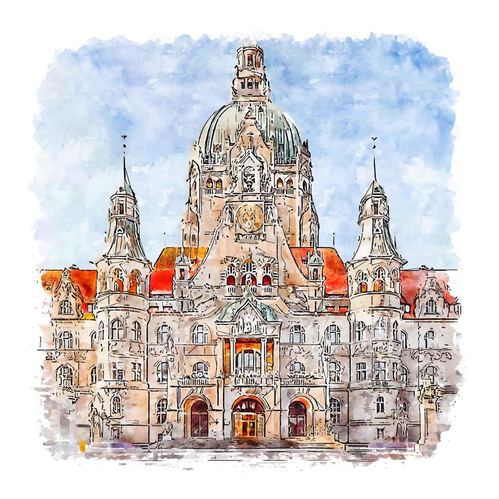 hannover deutschland aquarell skizze handgezeichnete illustration vektor