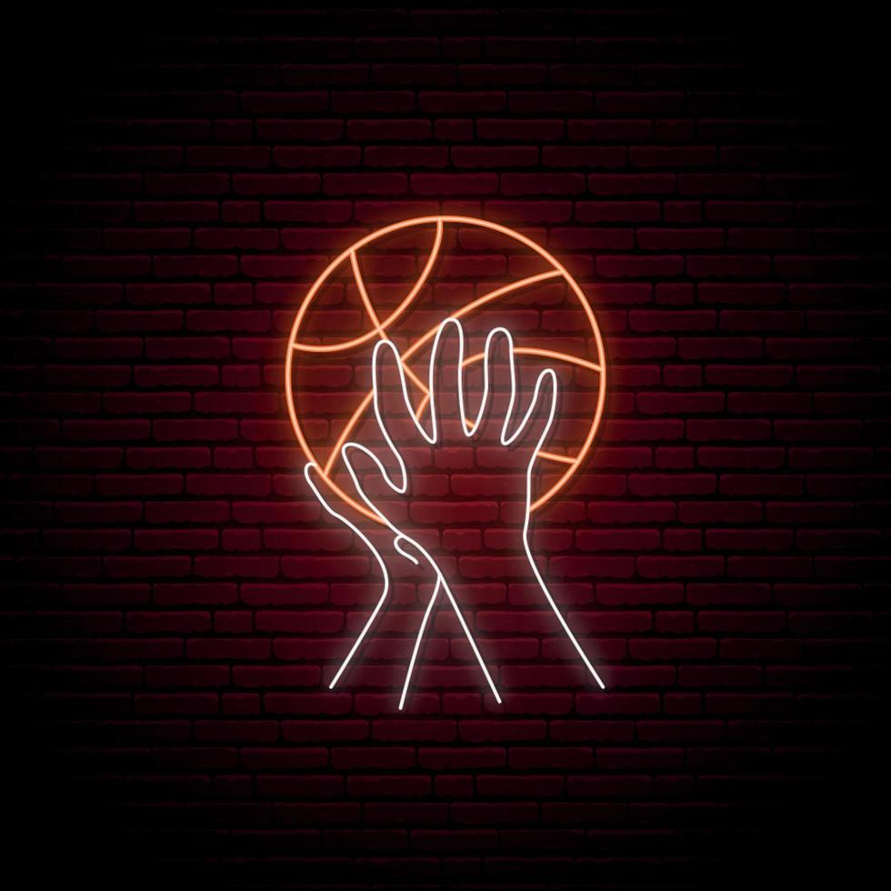 Neon-Basketball-Schild. vektor