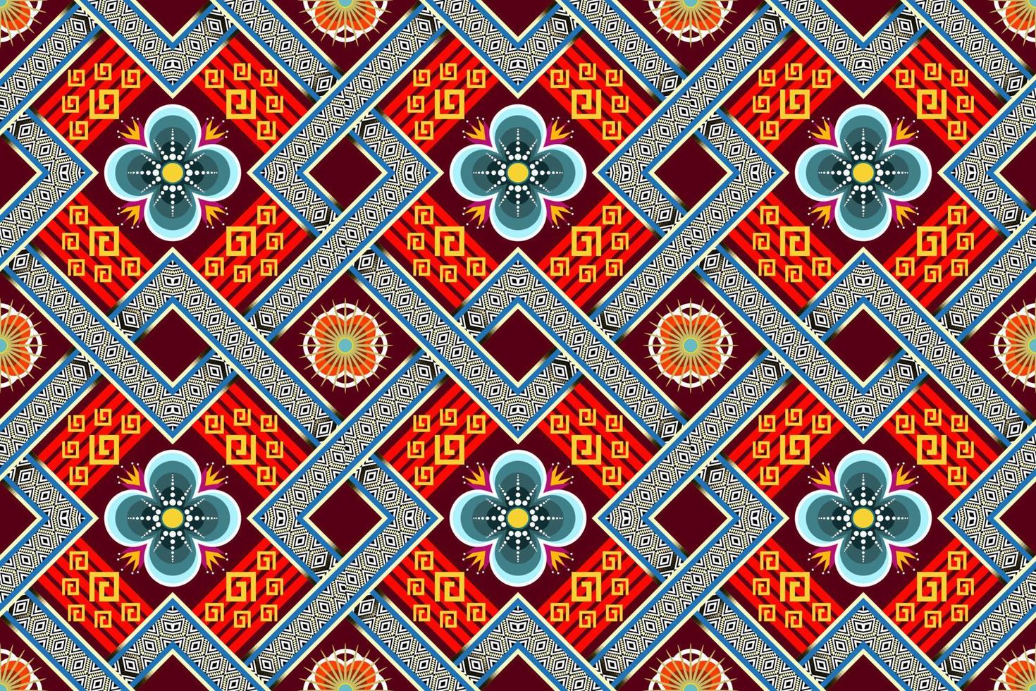 geometrisches ethnisches orientalisches ikat-muster traditionelles design für hintergrund, teppich, tapete, kleidung, verpackung, batik, stoff, vektorillustration. stickstil, nahtloses muster vektor