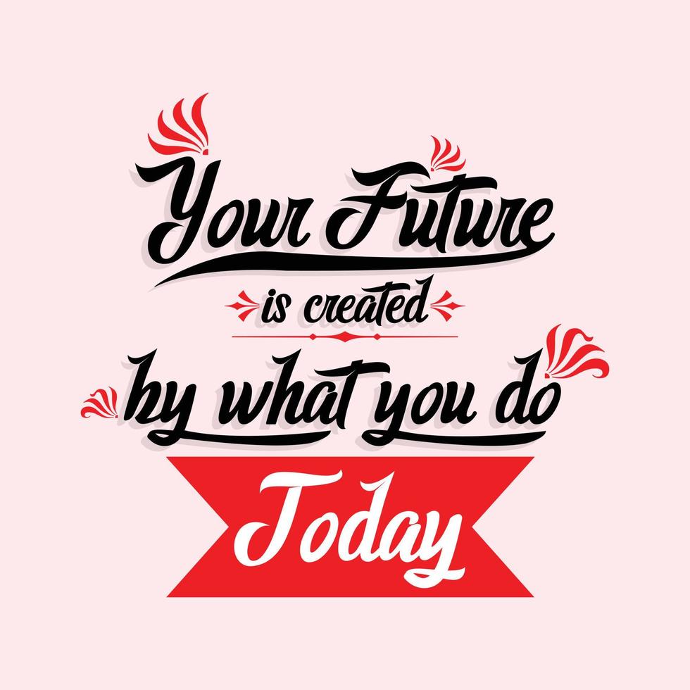Inspirierendes kreatives Motivations-Zitat-Poster-Konzept, Ihre Zukunft wird durch das geschaffen, was Sie heute tun vektor