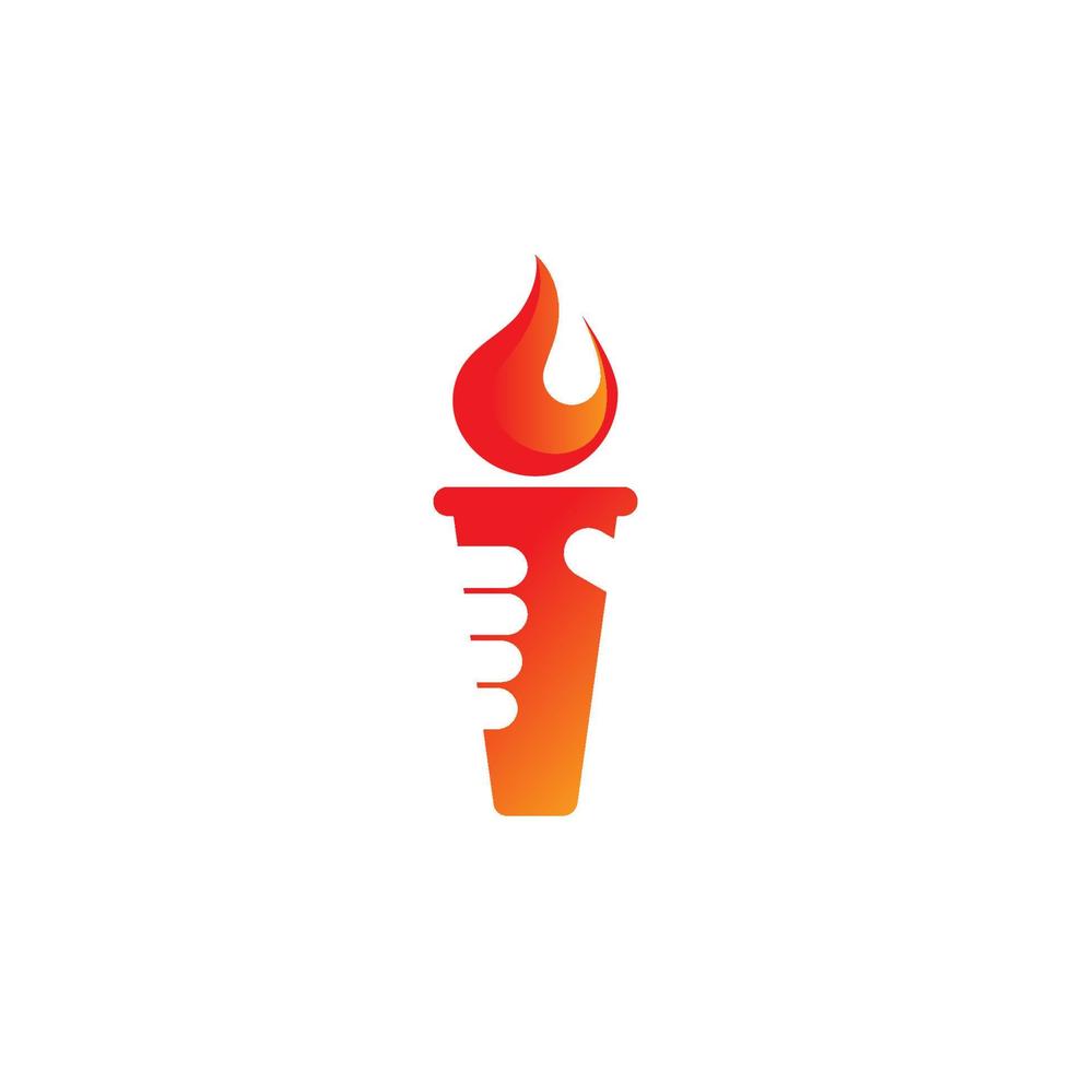 Fackel mit Handflammen-Feuer-Icon-Vektor. vektor