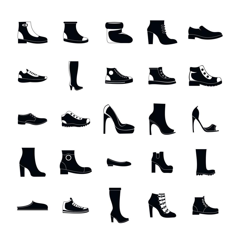 skor skor ikonuppsättning, enkel stil vektor