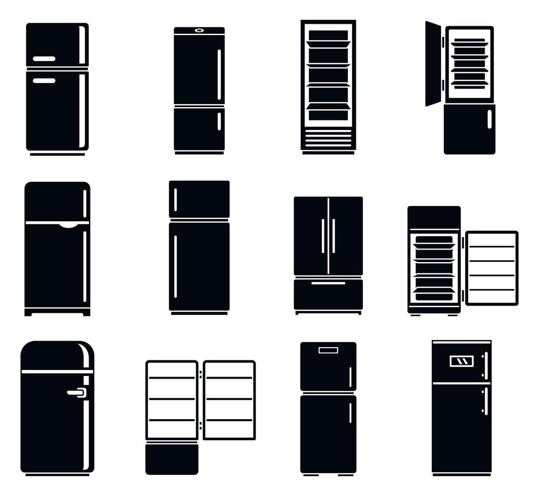 Küche-Kühlschrank-Icons Set, einfachen Stil vektor