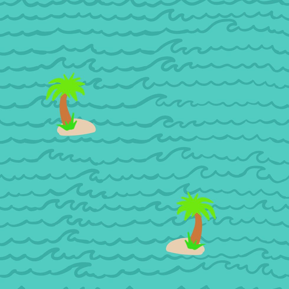 sömlös handritad doodle ocean island tapet bakgrundsmönster vektor
