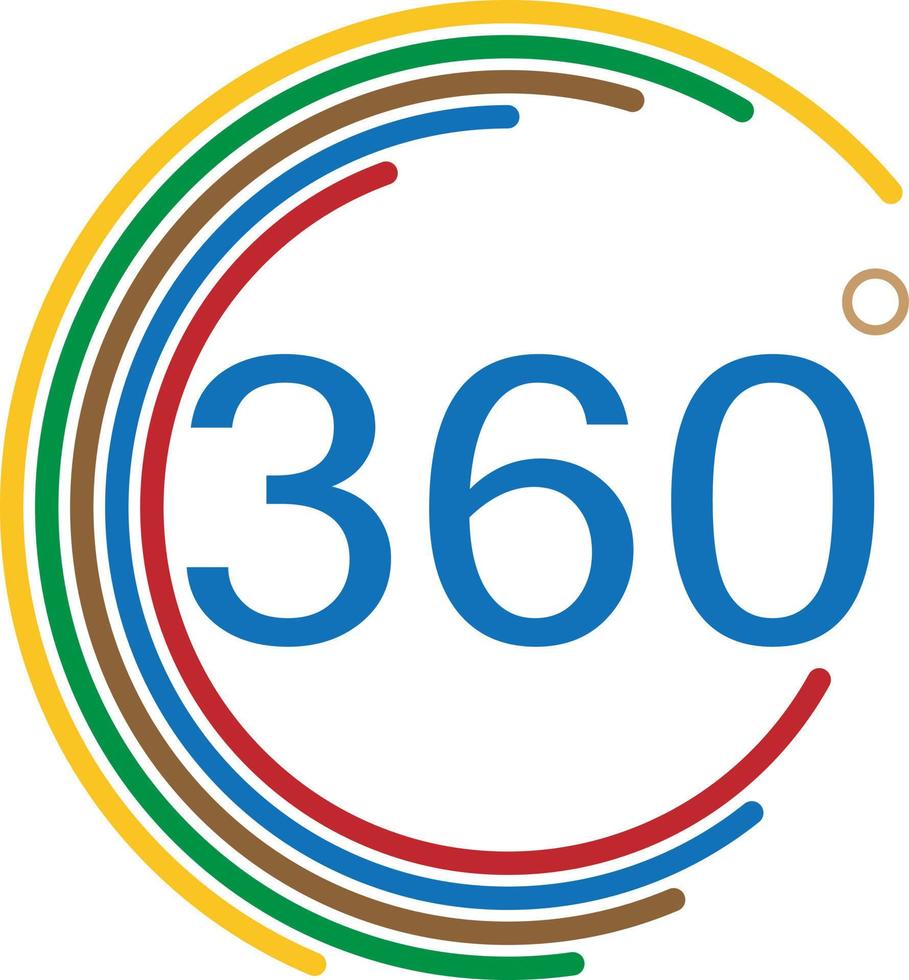 360-Grad-Winkelzeichen. Winkel 360-Grad-Symbol. 360-Grad-Zeichen vektor
