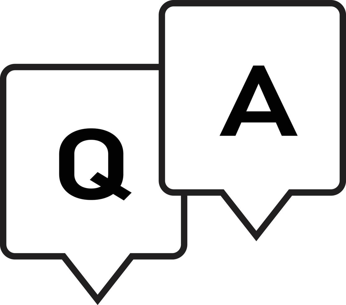 fråga och svar glyfikon. fråga svar ikon. q och en symbol. fråga och svar linje tecken. vektor