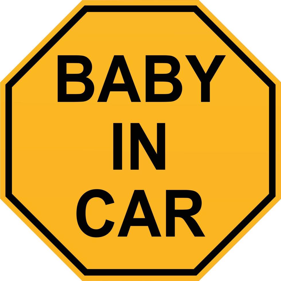 Baby im Autoschild auf weißem Hintergrund. flacher Stil. Baby im Auto Aufkleber Zeichen. vektor