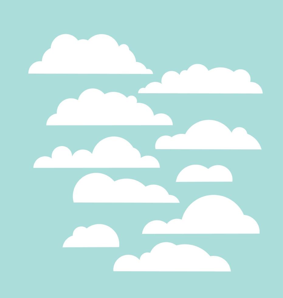 uppsättning av blå himmel moln. moln form ikon. vektor illustration designelement.