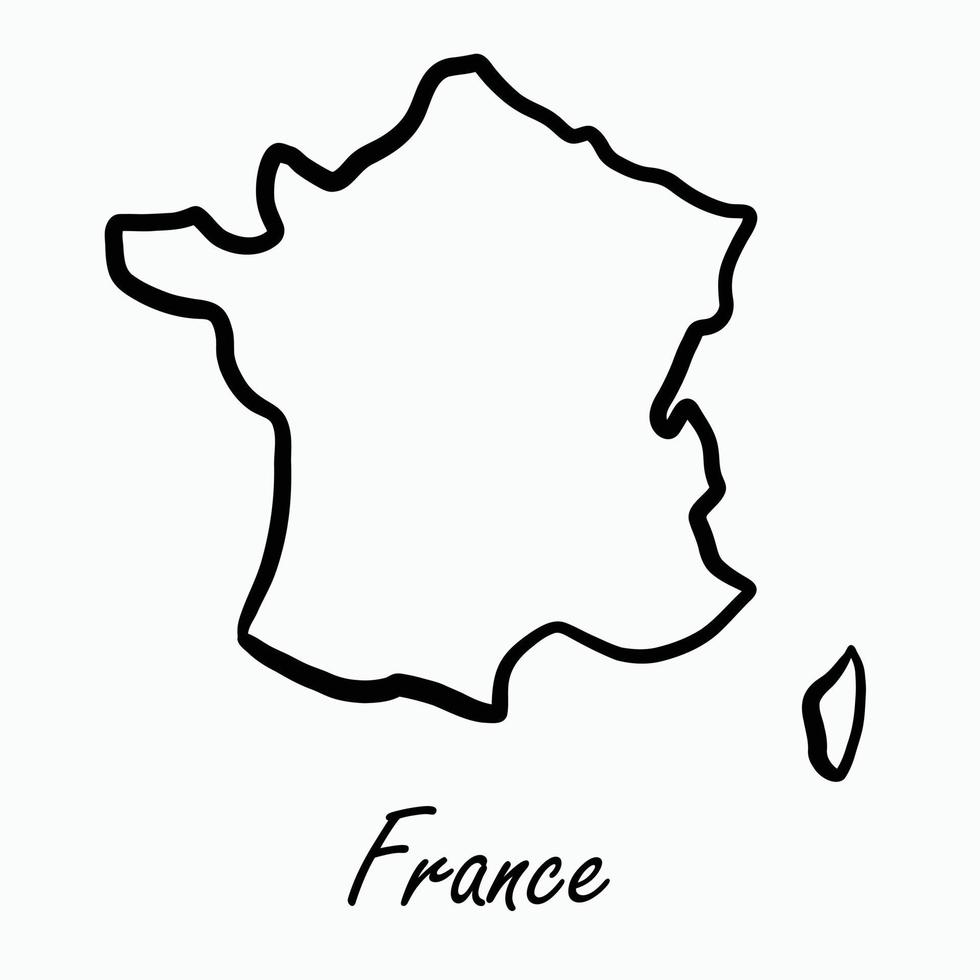 Gekritzel-Freihand-Zeichnung der Karte von Frankreich. vektor