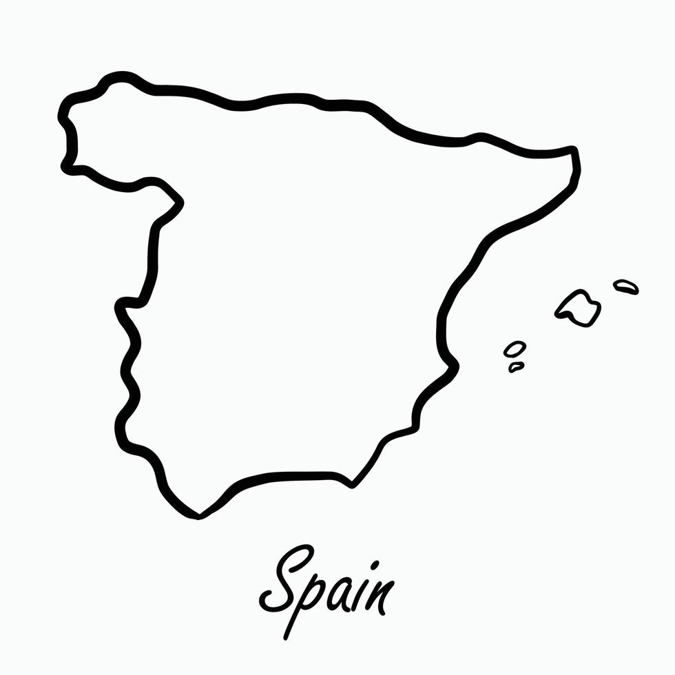 doodle frihandsritning av spanien karta. vektor