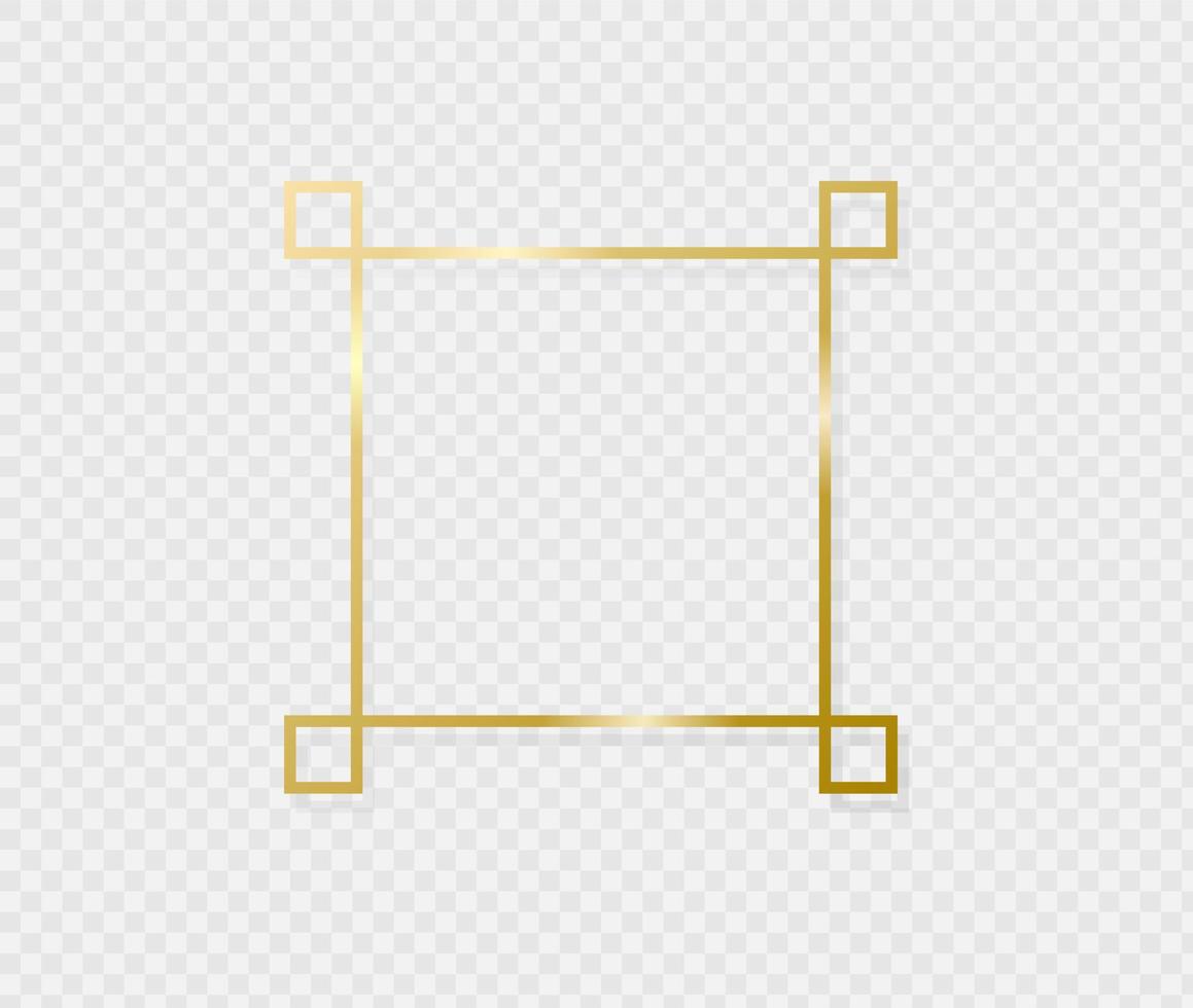 gyllene kantram med ljus skugga och ljuseffekter. gulddekoration i minimal stil. grafiskt metallfolieelement i geometrisk tunn linje rektangelform. vektor eps 10.