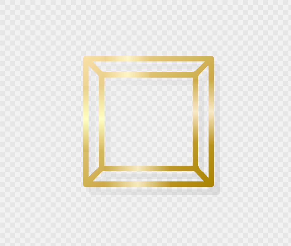goldener randrahmen mit leichten schatten- und lichteffekten. golddekoration im minimalen stil. grafisches metallfolienelement in geometrischer rechteckform mit dünnen linien. Vektor eps 10.