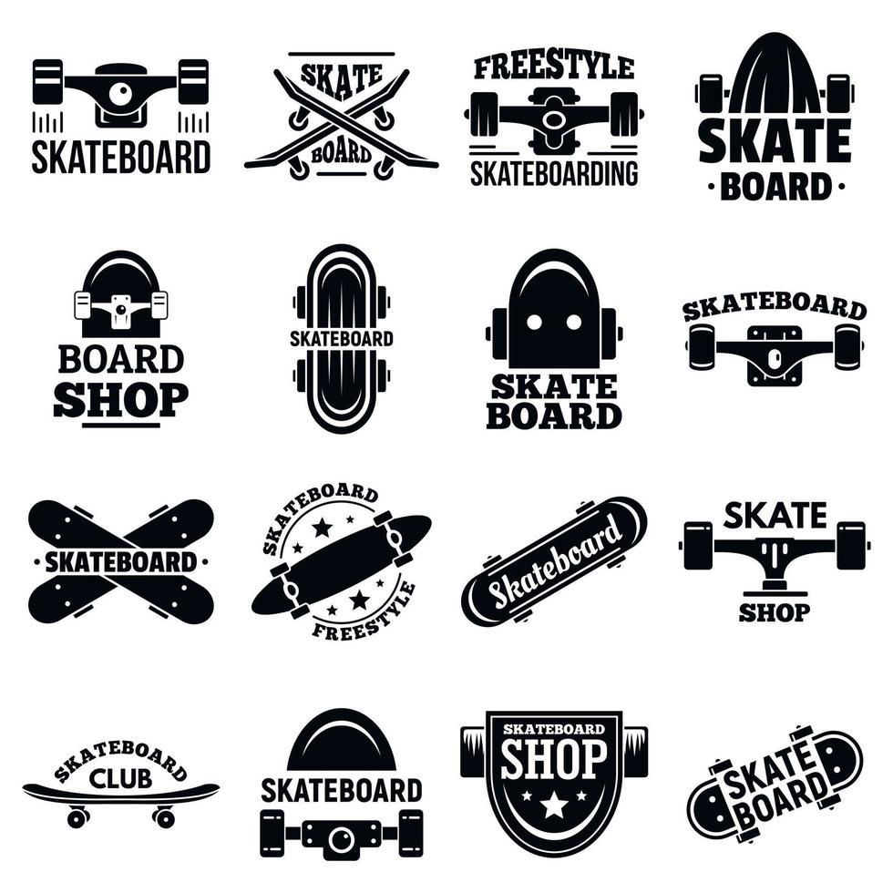 skateboard logotyp set, enkel stil vektor
