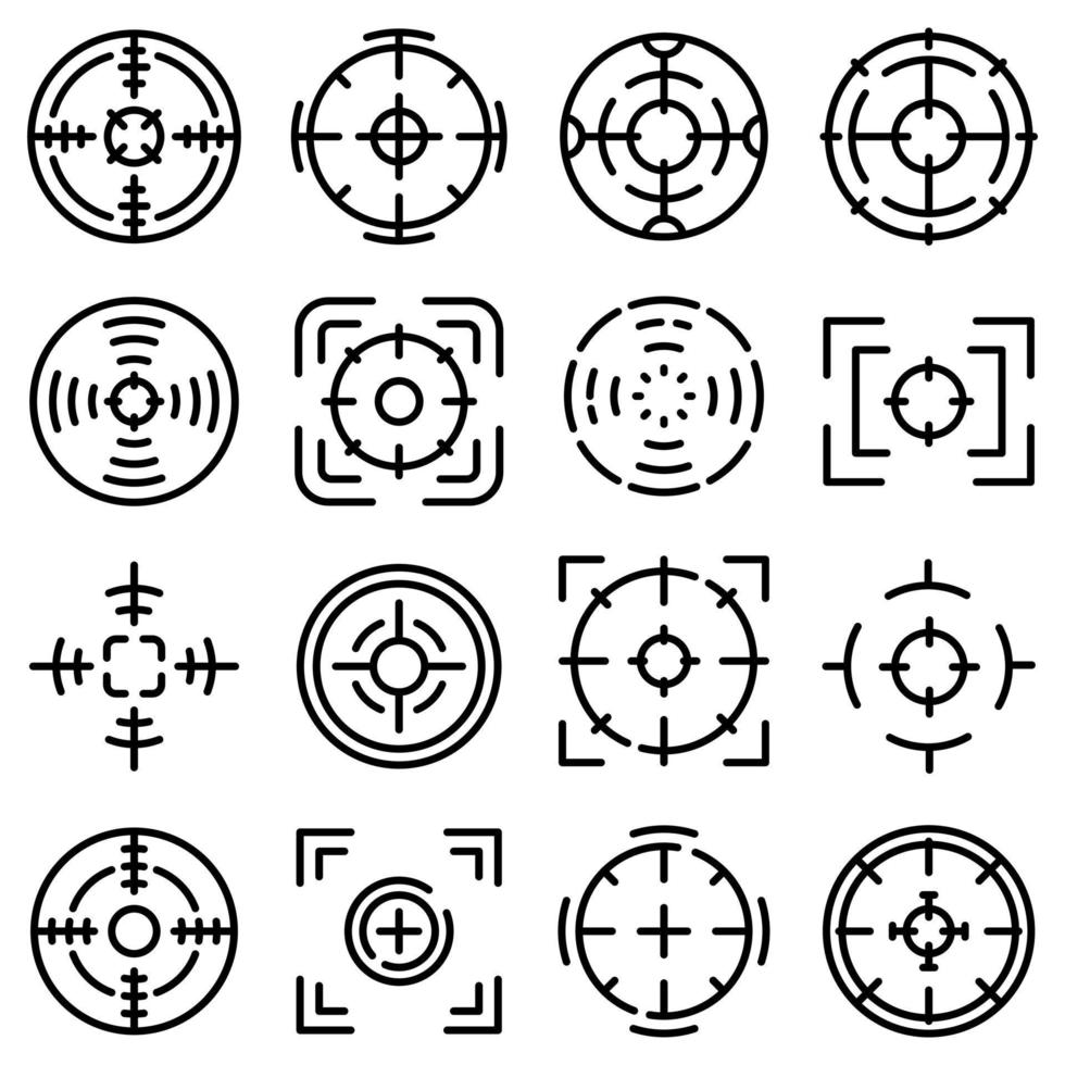 fokus ikoner set, dispositionsstil vektor