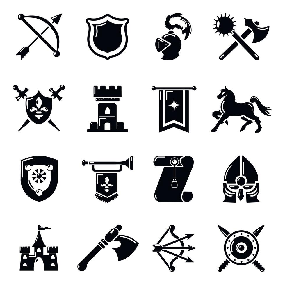 Ritter mittelalterliche Symbole gesetzt, einfacher Stil vektor