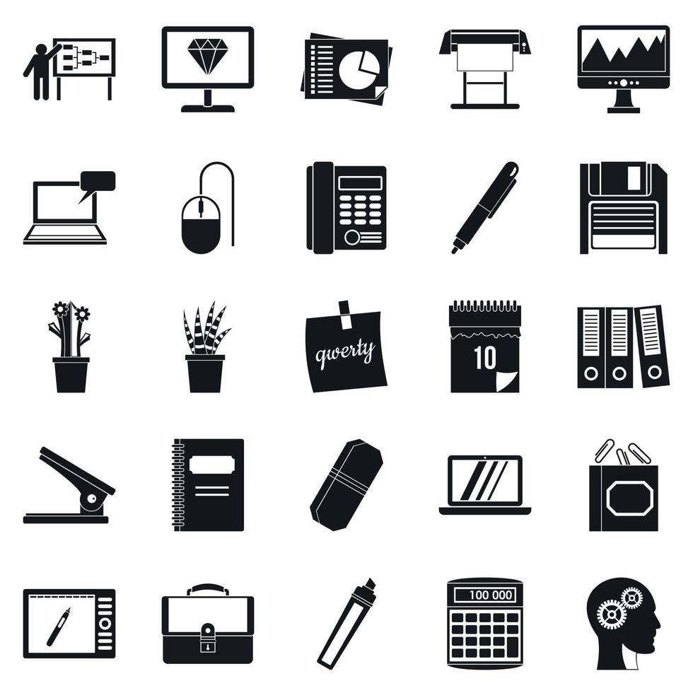 Büroangestellte Icons Set, einfachen Stil vektor