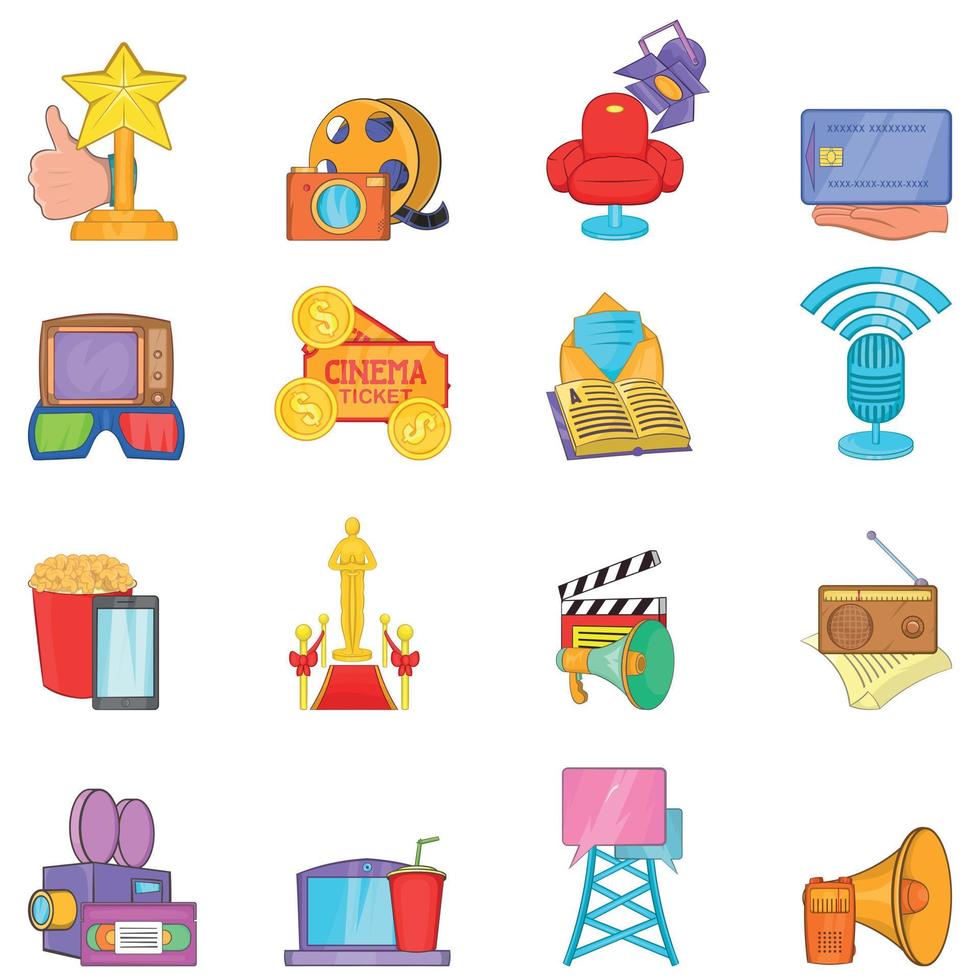 Home-Entertainment-Icons Set, Cartoon-Stil vektor