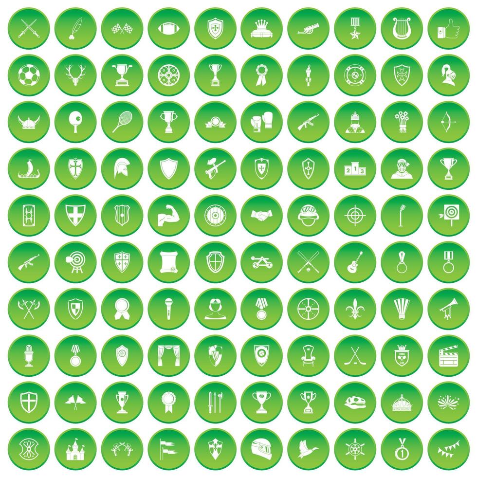 100 Baumsymbole setzen grünen Kreis vektor