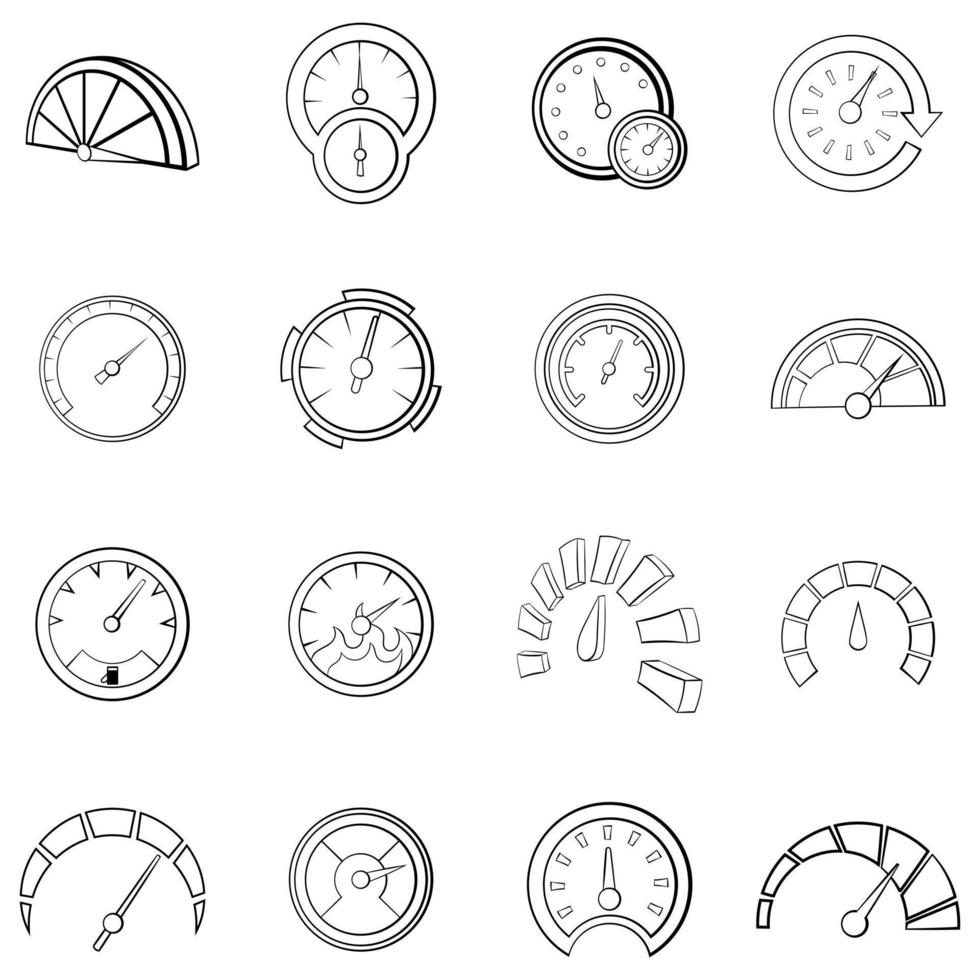 Tachometersymbole setzen Vektorumrisse vektor