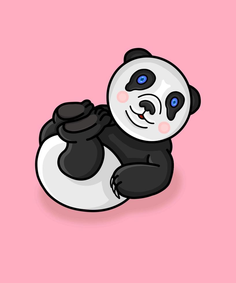 vektorgrafisk illustration av en liggande söt panda. denna illustration är perfekt för barnbokomslag och andra designbehov. enkel vektorillustration vektor