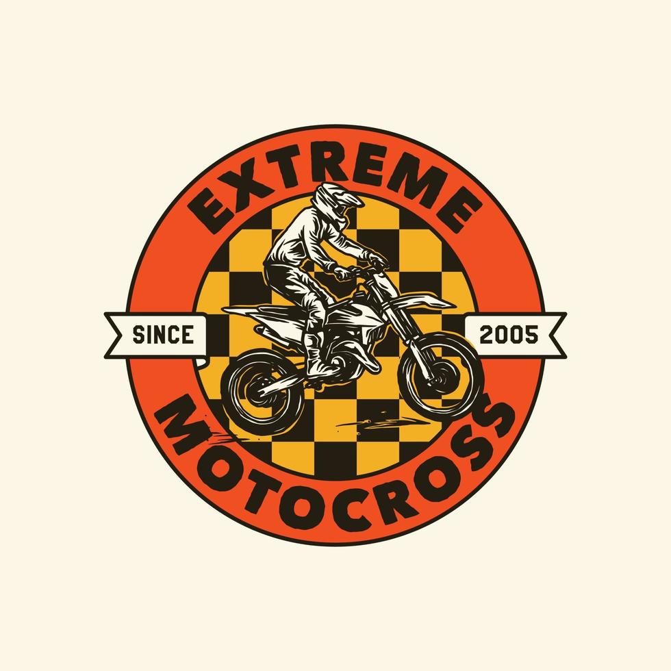 handgezeichnetes logo-abzeichen des motorcross-abenteuerclubs vektor