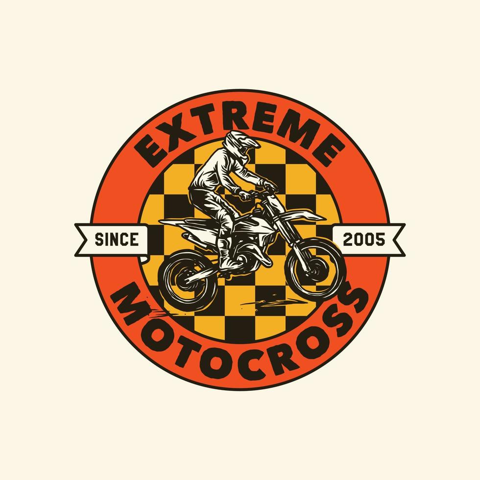 handritad motorcross adventure club logotyp märke vektor