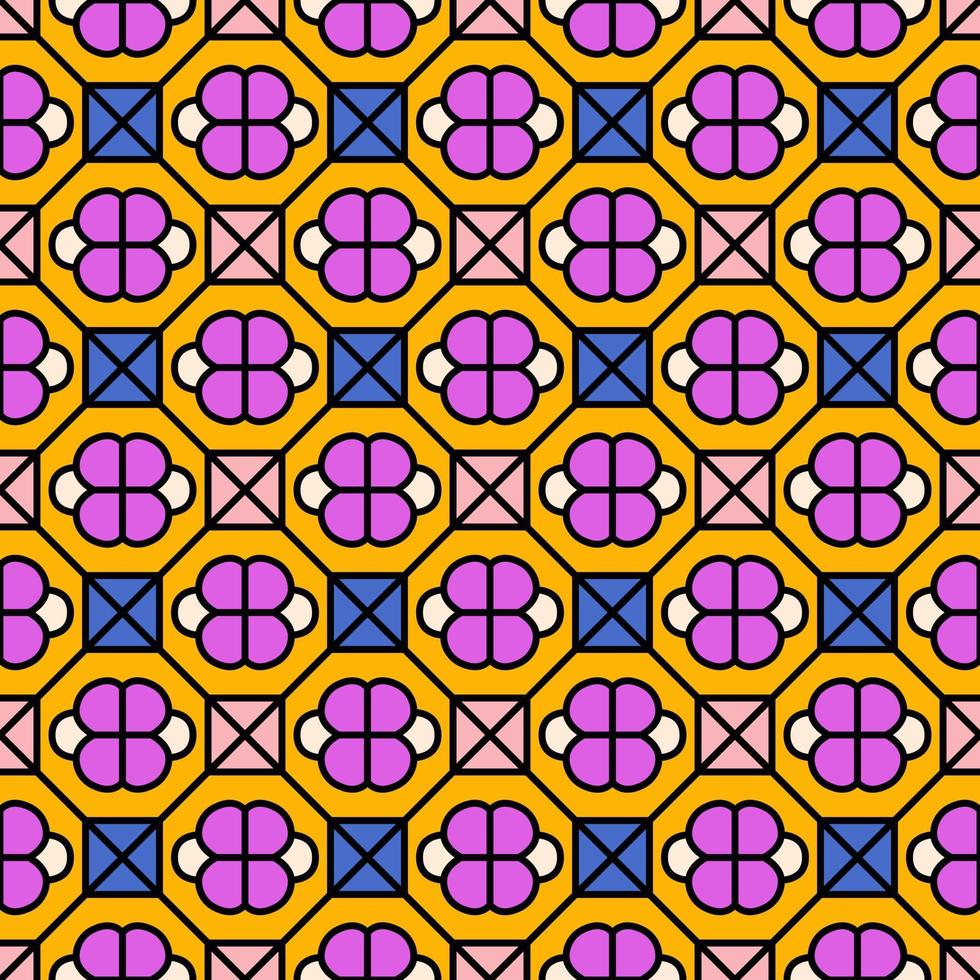 abstrakt färgade sömlösa mönster. geometrisk prydnad i ljus trendig färg. illustration med romb och kvadrat för bakgrund i grafisk design och tyg. konst i retrostil för tapeter. vektor