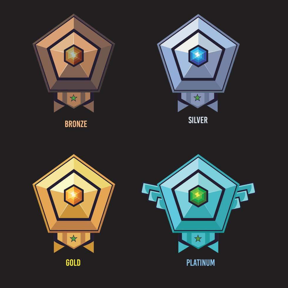 diamant spel ikon badge pack vektor