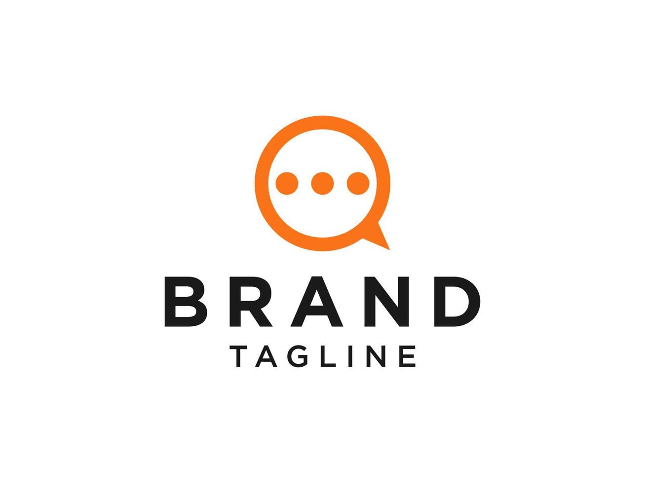 orange pratbubbla linjär rundad stil med negativt utrymme chatt prata ikon isolerad på vit bakgrund. platt vektor logotyp designmall element.