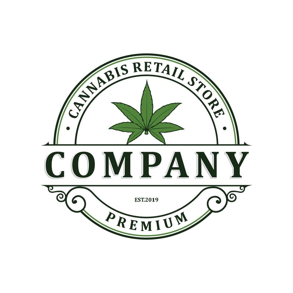 premium cannabisbutikens logotyp vektor