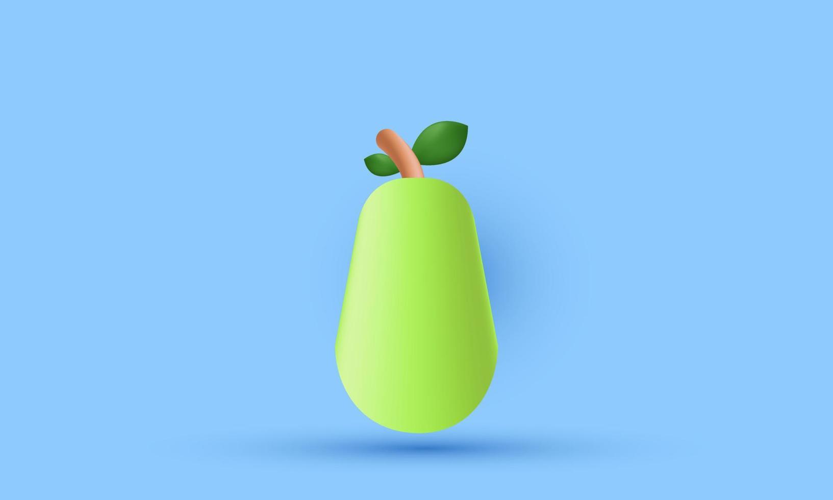 Einzigartige 3D-Birnen-Render-Obst-Gemüse-Symbol isoliert auf vektor