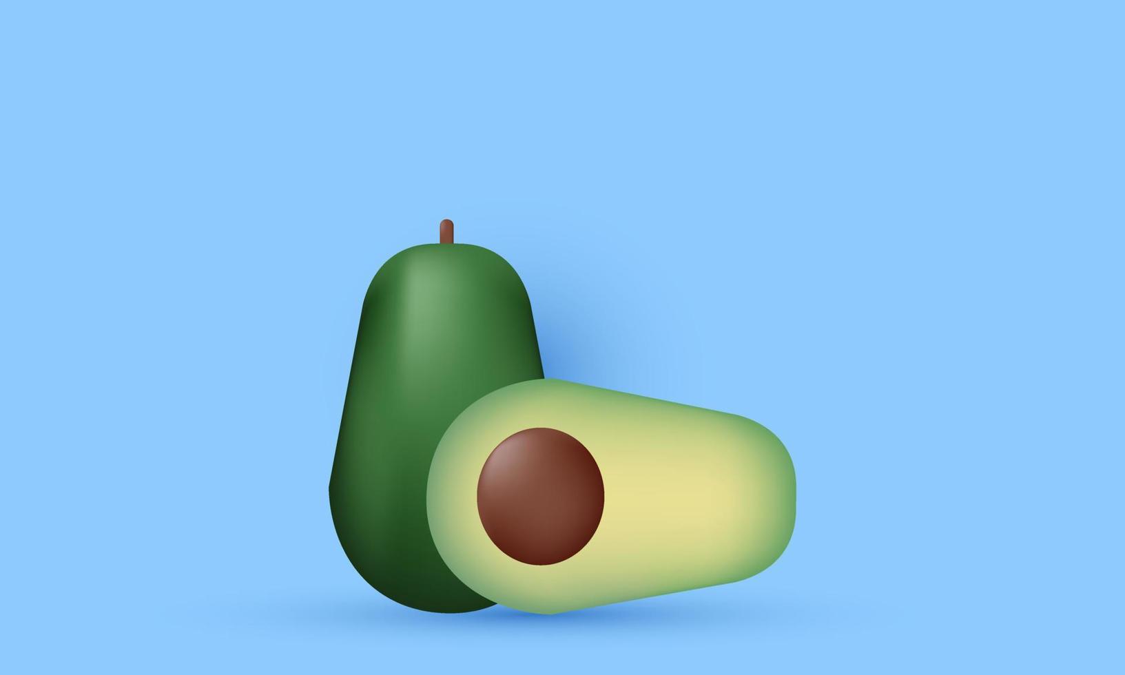 unik 3d avokado frukt ikon isolerad på vektor