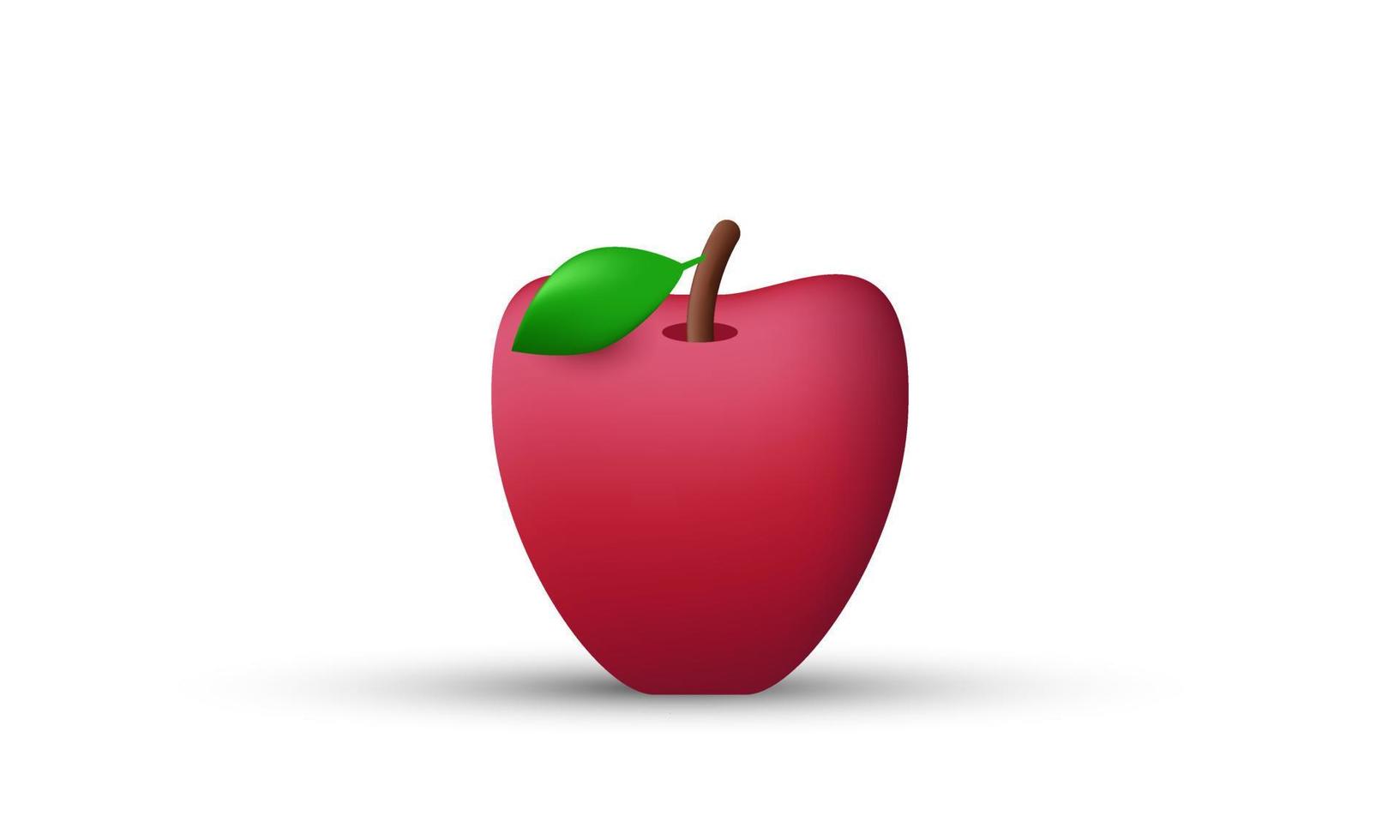unik 3d rött äpple söt konceptdesign ikon isolerad på vektor